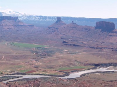 Colorado river and cool mountains.