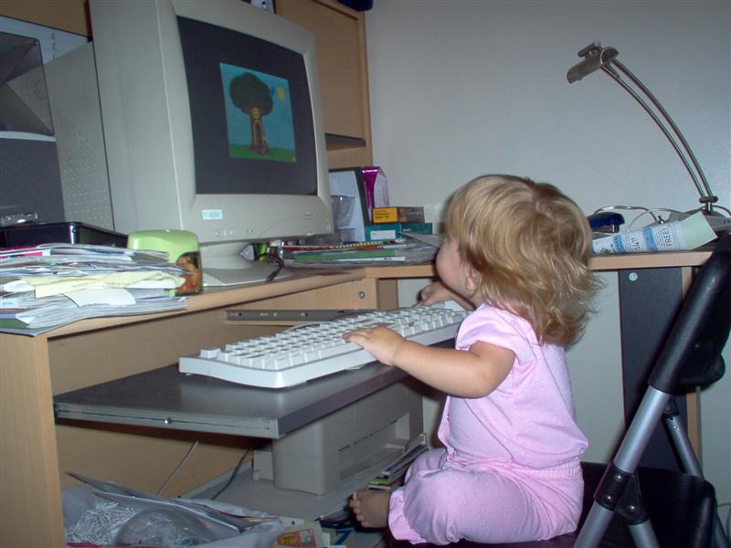 My youngest (1 1/2 yr old girl) playing a computer game